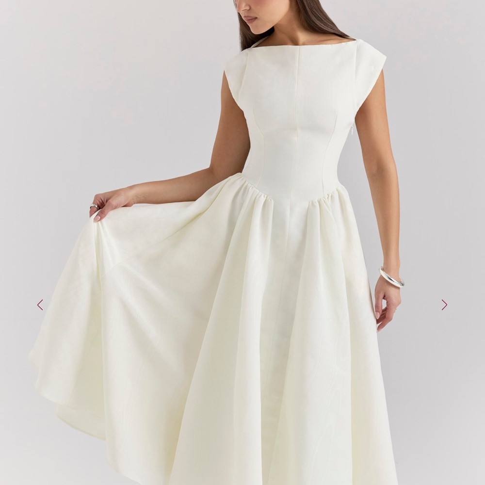 House of CB Debutante Ivory Moire Satin Dress